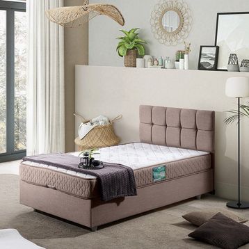 Setay Berlin Kahverengi 90x190 cm Tek Kişilik Baza Başlık Comfort Yatak Seti