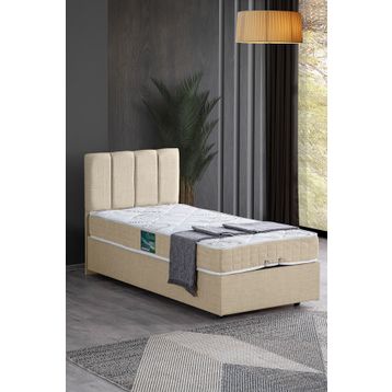 Setay Defne 100x200 cm Krem Tek Kişilik Baza Başlık Comfort Yatak Seti