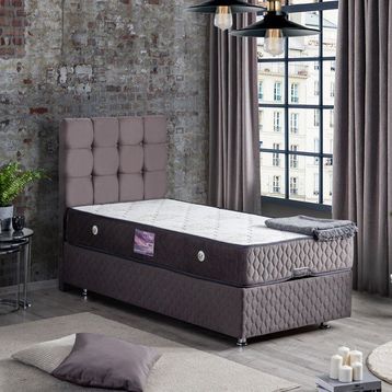 Setay Duke Antrasit Gri 90x200 cm Tek Kişilik Baza Başlık Delüx Yatak Seti