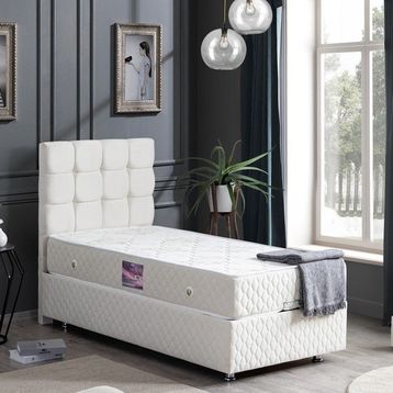 Setay Duke Krem 100x200 cm İkili Set Tek Kişilik Baza Başlık