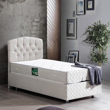 Setay Efes Krem 90x190 cm Tek Kişilik Baza Başlık Comfort Yaylı Yatak