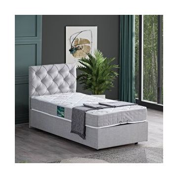 Setay Eylül 100x200 CM Açık Gri Tek Kişilik Baza Başlık Comfort Yatak Seti