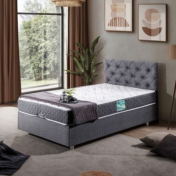 Setay Eylül 120x200 CM Açık Gri Tek Kişilik Baza Başlık Comfort Yatak Seti