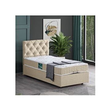 Setay Eylül 90x190 CM Krem Tek Kişilik Baza Başlık Comfort Yatak Seti