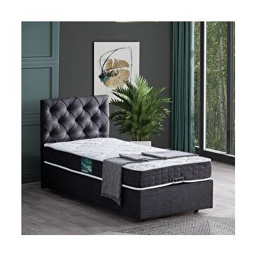 Setay Eylül 90x200 cm Antrasit Tek Kişilik Baza Başlık Comfort Yatak Seti