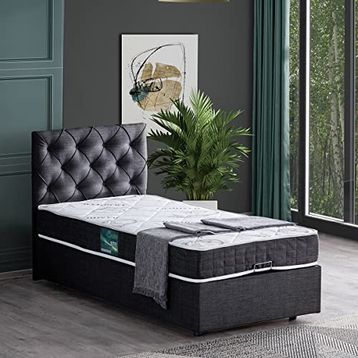 Setay Eylül 90x200 cm Antrasit Tek Kişilik Baza Başlık Comfort Yatak Seti