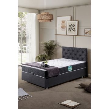 Setay Eylül 90x200 cm Antrasit Tek Kişilik Baza Başlık Comfort Yatak Seti