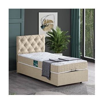Setay Eylül 90x200 CM Krem Tek Kişilik Baza Başlık Comfort Yatak Seti