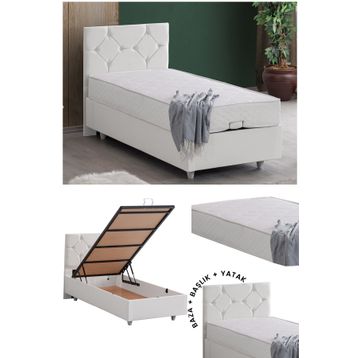 Setay Glamis 90x190 CM Antrasit Tek Kişilik Baza Başlık Letto Yatak Seti