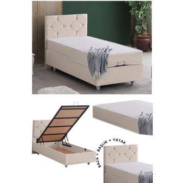 Setay Glamis 90x190 CM Antrasit Tek Kişilik Baza Başlık Letto Yatak Seti