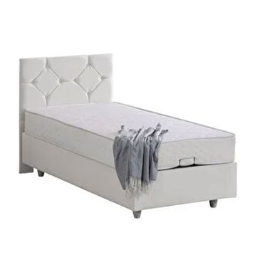 Setay Glamis 90x200 CM Krem Tek Kişilik Baza Başlık Letto Yatak Seti