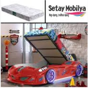 Setay Jaguar Full Ledli Mavi Koltuklu Arabalı Yatak