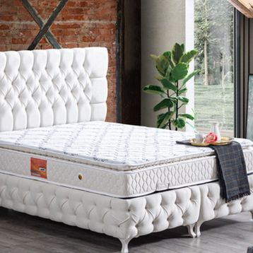 Setay Mobilya 100x200 cm Krem Roma Baza Başlık ve Real Pedli Yatak Seti