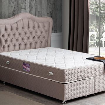 Setay Mobilya 150x200 cm Açık Kahverengi Camelli New Baza Başlık ve Yatak Seti