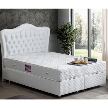 Setay Mobilya 150x200 cm Beyaz Camelli New Baza Başlık ve Yatak Seti