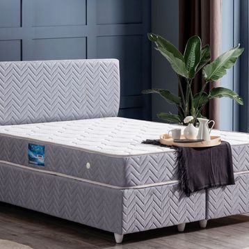 Setay Mobilya 150x200 cm Gri Kristal Baza Başlık ve Orthosoft Yatak