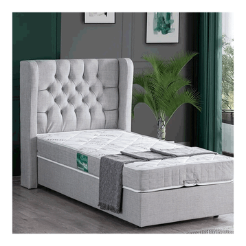 Setay Mobilya 90x190 cm Açık Gri Riga Baza Başlık ve Comfort Yatak Seti