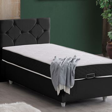 Setay Mobilya 90x200 cm Antrasit Glamis Baza Başlık ve Letto Yatak Seti