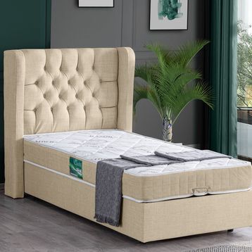 Setay Mobilya 90x200 cm Krem Baza Başlık ve Comfort Yatak Seti
