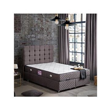 Setay Mobilya Antrasit 140x190 cm Duke Çift Kişilik Baza Başlık Deluxe Full Ortopedik Yatak Seti