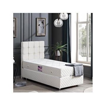 Setay Mobilya Krem 100x200 cm Duke Tek Kişilik Baza Başlık Deluxe Full Ortopedik Yatak Seti