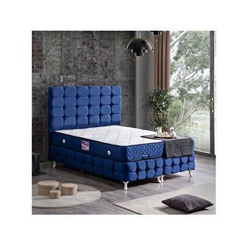 Setay Mobilya Lacivert 140x190 cm Duke Lüx Çift Kişilik Baza Başlık Deluxe Full Ortopedik Yatak Seti
