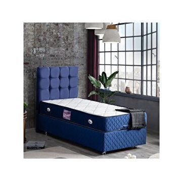 Setay Mobilya Lacivert 90x190 cm Duke Tek Kişilik Baza Başlık Deluxe Full Ortopedik Yatak Seti