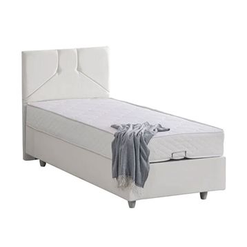 Setay Wick 100x200 cm Beyaz Tek Kişilik Baza Başlık Letto Yatak Seti