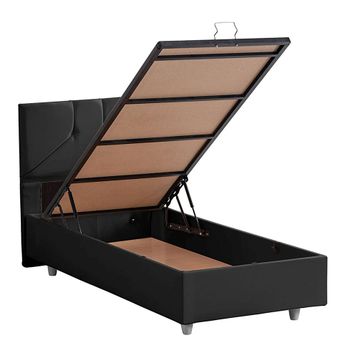 Setay Wick 90x190 cm Antrasit Tek Kişilik Baza Başlık Letto Yatak Seti