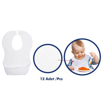 Sevi Bebe 261 Beyaz Kağıt Cepli Mama Önlüğü