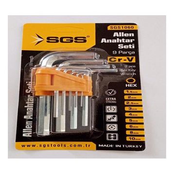 Sgs 1060 Cr-V Allen 9 Parça Anahtar Seti