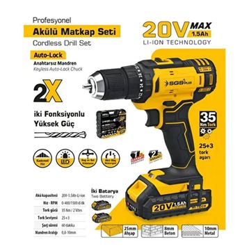 SGS 5249 20 V Çift Akülü Darbeli Matkap