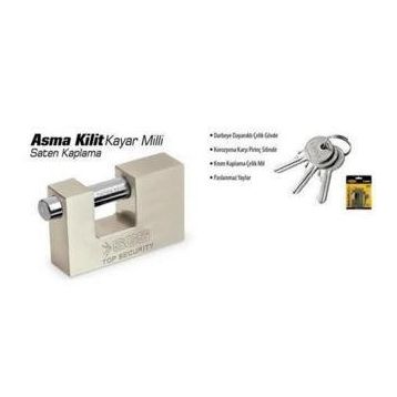 SGS 90 mm Saten Kaplama Kayar Milli Asma Kilit