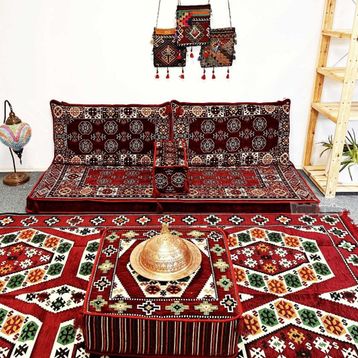 Shark Anatolia Bordo Desenli İkili Sedir Şark Köşesi