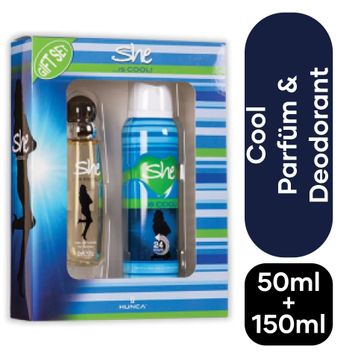 She Is Cool 50 ml Edt Kadın Parfüm 150 ml Deodorant Set