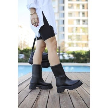 Shoemark Eliza Siyah Cilt Kadın Bot