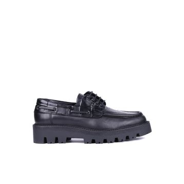 Shoetyle 115-K512 Siyah Hakiki Deri Croco Desen Bağcıklı Erkek Günlük Ayakkabı
