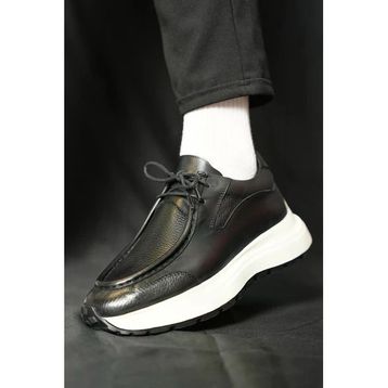 Shoetyle 115-K525 Siyah Hakiki Deri Bağcıklı Erkek Günlük Ayakkabı
