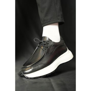 Shoetyle 115-K525 Siyah Hakiki Deri Bağcıklı Erkek Günlük Ayakkabı