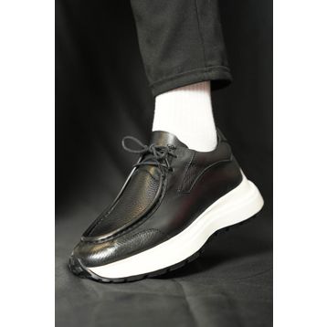 Shoetyle 115-K525 Siyah Hakiki Deri Bağcıklı Erkek Günlük Ayakkabı