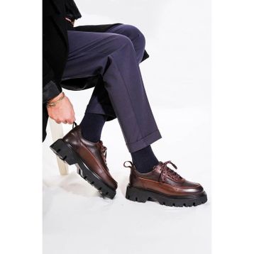 Shoetyle 115-K534 Kahverengi Hakiki Deri Bağcıklı Erkek Günlük Ayakkabı