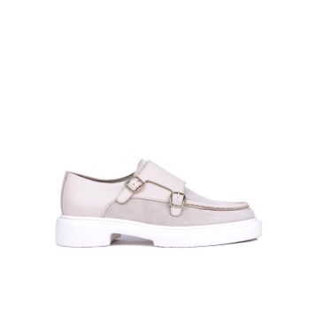 Shoetyle 115-K575 Bej Hakiki Süet Deri Tokalı Erkek Klasik Ayakkabı
