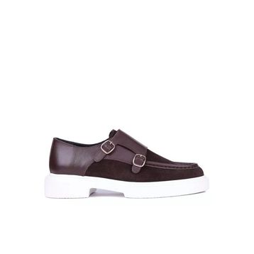 Shoetyle 115-K575 Kahverengi Hakiki Süet Deri Tokalı Erkek Klasik Ayakkabı