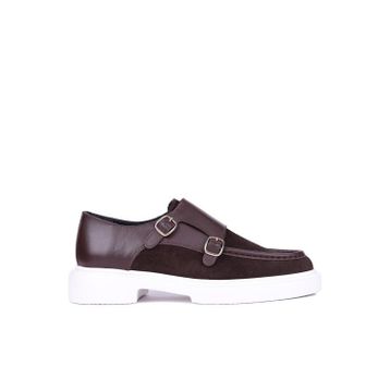 Shoetyle 115-K575 Kahverengi Hakiki Süet Deri Tokalı Erkek Klasik Ayakkabı