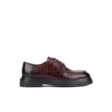 Shoetyle 250-1615 Bordo Croco Deri Bağcıklı Erkek Günlük Ayakkabı