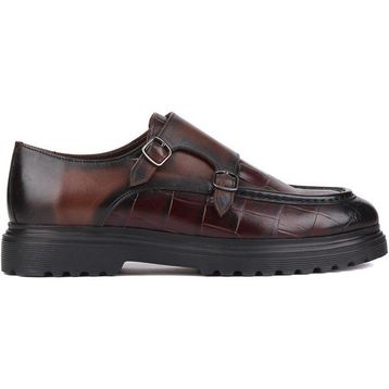 Shoetyle 250-1616 Bordo Croco Deri Tokalı Erkek Klasik Ayakkabı