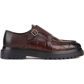 Shoetyle 250-1616 Kahverengi Croco Deri Tokalı Erkek Klasik Ayakkabı