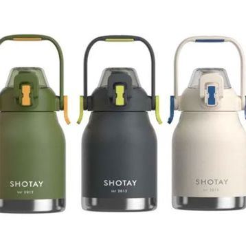 Shotay 1000 ml Yeşil Phone Holder Matara Çelik Termos