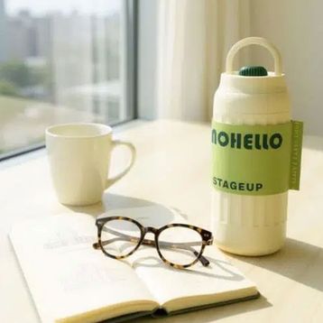 Shotay SHT-ST-8097 460 ml Fashion Matara Bej Beyaz Çelik Termos