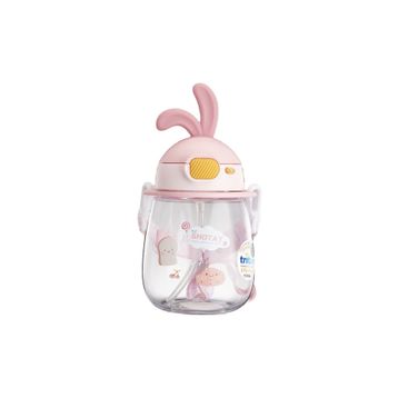 Shotay ST-7008 Pembe 600 ml Kulaklı Tritan Pipetli Askılı Matara